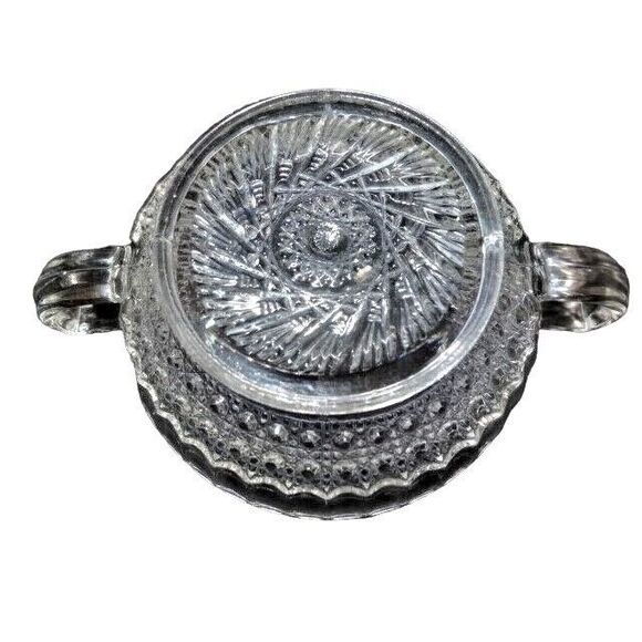 Imperial Glass Ohio Nappy Huckabee Round Clear Bowl Swirling Star Handle 5-inch - Picture 4 of 6